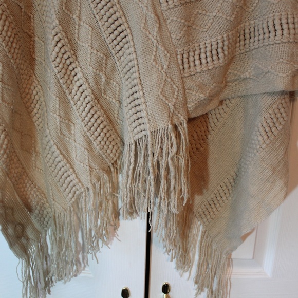 Beige Sweater Poncho Top - Picture 3 of 3